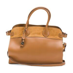 BOLDRINI Made In Italy Leather And Suede Selleria Bag